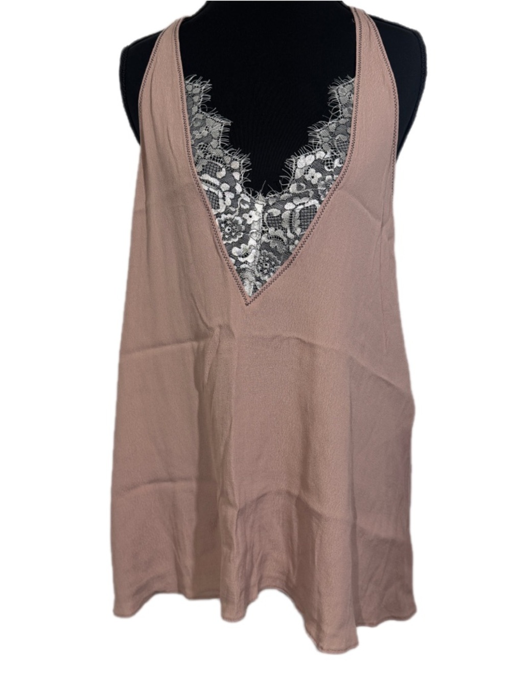 Mustard Seed Blush Lace Racerback Tank Top Medium Boho Romantic NWT